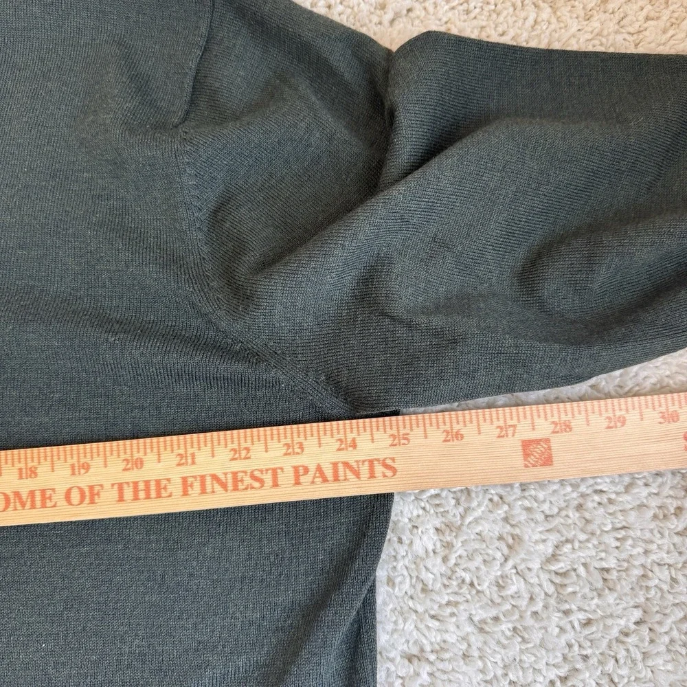 Brooks Brothers XL Merino Wool V Neck Sweater Green Pullover Mens Made Hong Kong